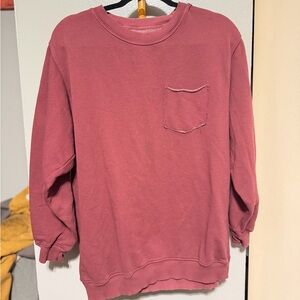 Aerie Women's Washed Rose Crewneck Pocket Sweater